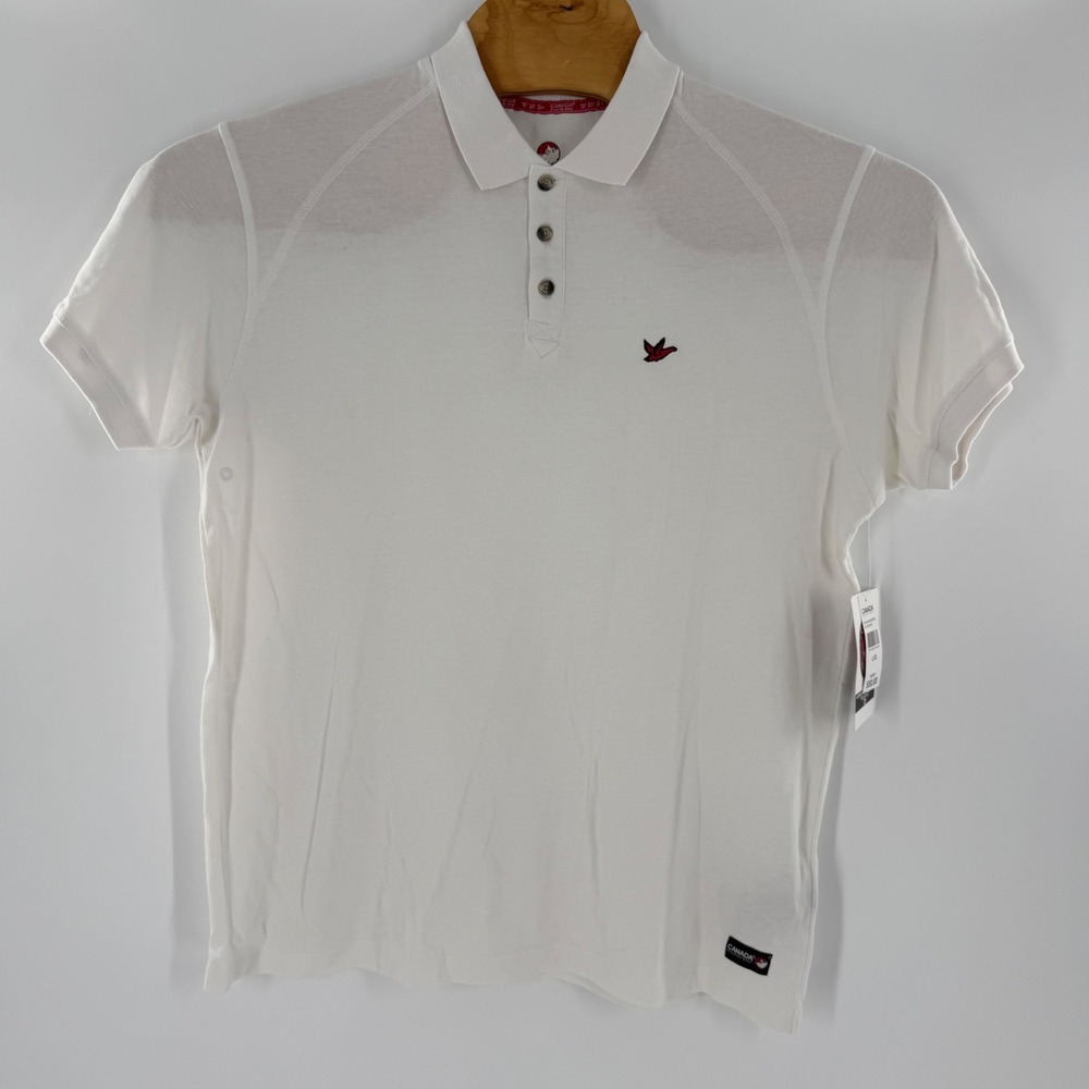 Canada Weathergear Mens White Cotton Polo Shirt CWG076 Short Sleeve Size L NWT